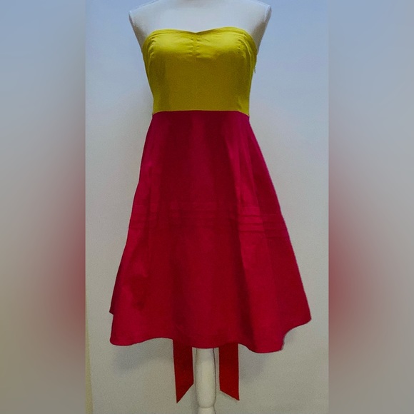 Maeve Anthropologie Parading Hues Strapless Color Block Dress Size 4 - Picture 3 of 16